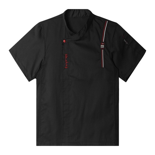 Unisex Chef Coat Double-Breast Short Sleeve Cook Jacket Kitchen Uniform Dress - Picture 88 of 140