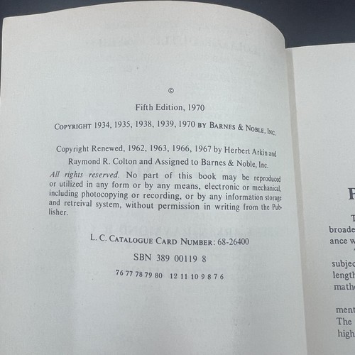 Barnes & Noble College Outline Series, Statistical Methods 1970 Paperback - Picture 10 of 17