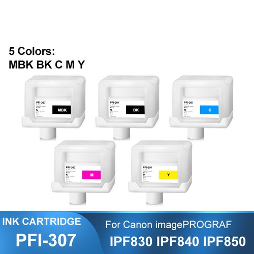 5*330ML PFI-307 Empty Ink Cartridge With Chip For Canon IPF830 IPF840 IPF850 - Picture 2 of 8