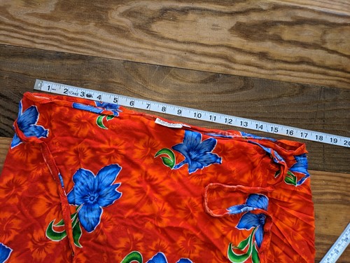 Womens 100% Rayon Rouched Top Wrap Skirt Set Red Blue Floral Print L/XL Stretch - Picture 9 of 11