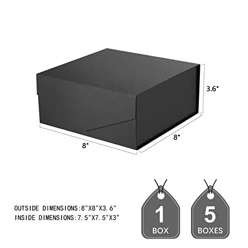 Caja de regalo de 7.5x7.5x3 pulgadas con tapa de cierre magnético - Picture 2 of 6