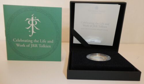 J.R.R .Tolkien, £2 Coin, Uncirculated, new. Numbered Silverproof Coin, w/Gold - Afbeelding 1 van 5