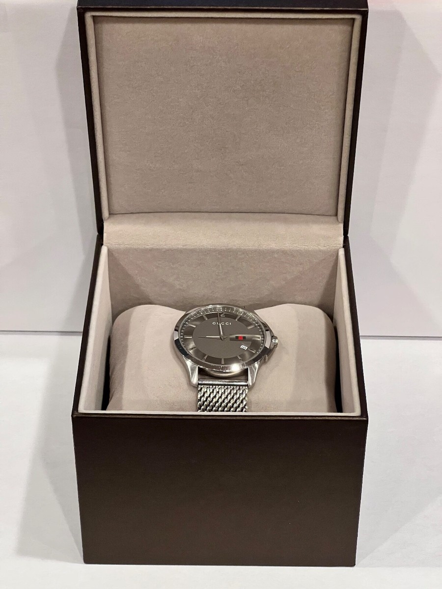 Gucci G-Timeless Anthracite Dial Mesh Bracelet Men's Watch