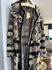 Lucky Brand Sweater Womens 1x Black Gray Cardigan Cardigan Boho NWT