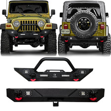 Vijay For 1997-2006 Jeep Wrangler Tj Black Frontrear Bumper Wwinch Platelight