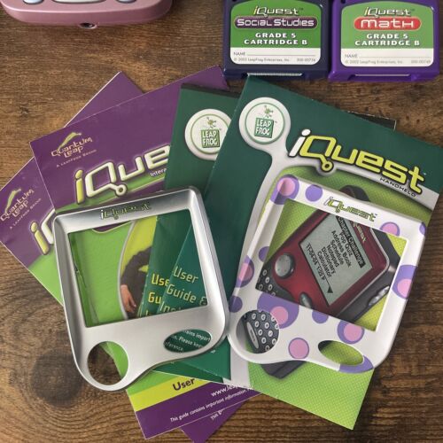 LEAPFROG IQUEST I QUEST PINK LEARNING SYSTEM W/ 3 FACE PLATES & 9 CARTRIDGES - Picture 6 of 7