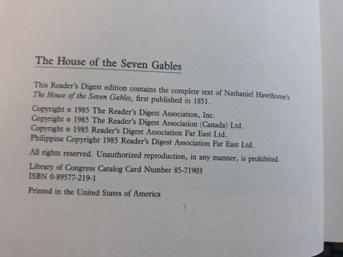The House of the Seven Gables by Nathaniel Hawthorne (1985) Reader’s Digest HC - Imagen 6 de 6