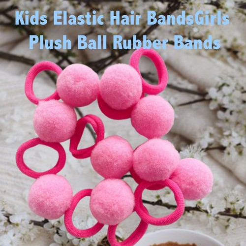 Kids Elastic Hair Bands Girls Plush Ball Scrunchie Rubber Band Hair Ties child - Picture 2 of 11