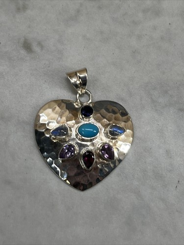 Colgante Corazón Turquesa Amatista Plata de Ley 925 Nicky Butler J15 - Imagen 1 de 10