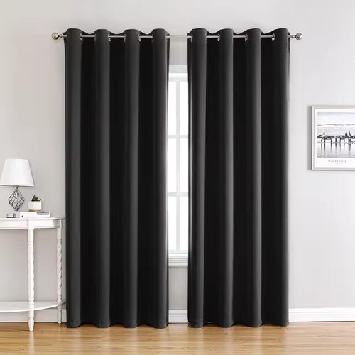 2X Blockout Curtains Thermal Bedroom 100% Blackout Curtains Fabric Pair Eyelet - Picture 16 of 36