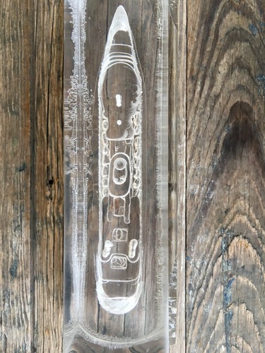 MICHAEL F COX SIGNED LUCITE SHIP HAND CARVED VINTAGE SCULPTURE LARGE & HEAVY - Picture 17 of 21