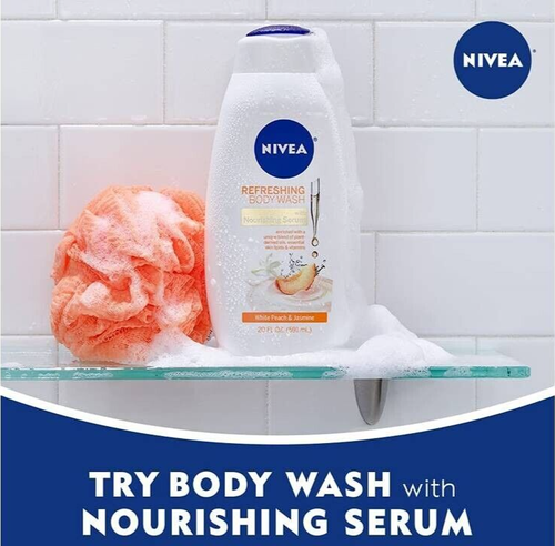 NIVEA White Peach and Jasmine Body Wash 20 Fl Oz with Nourishing Serum Dry Skin - Picture 9 of 9