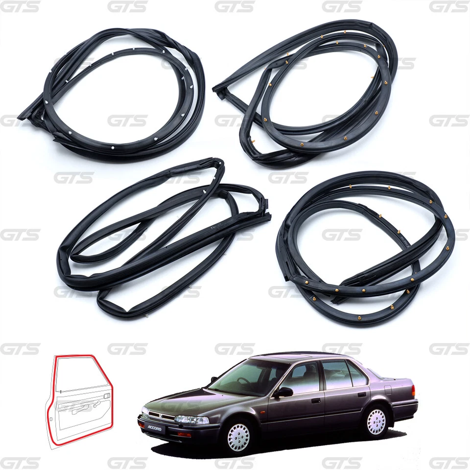 Set Doors Seal Rubber Weatherstrip For Honda Accord Sedan 1990 1993 Foto 2 de 4