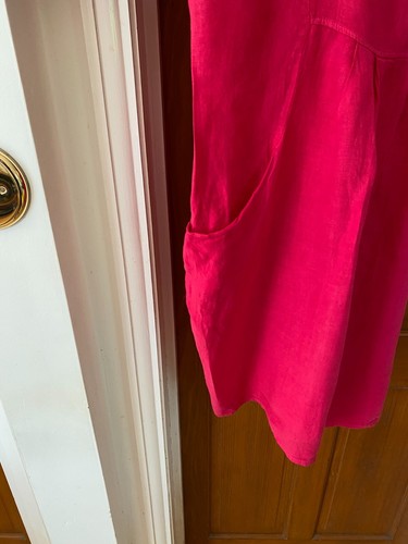 Abito midi Woolovers 100% lino rosa cerise taglia UK 16 Lagenlook Bubble Italia - Foto 4 di 10