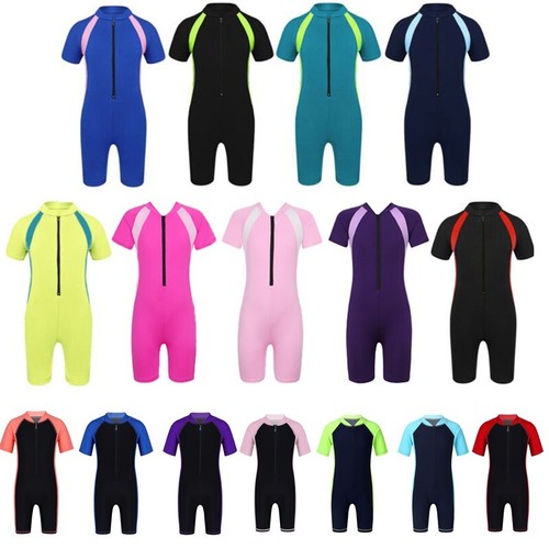 Niños Niños Niñas Una Pieza Manga Corta Protección contra Erupciones Traje de Baño Surf Traje de Natación - Imagen 1 de 159