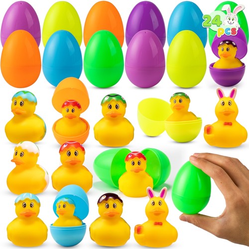 24 Pcs Prefilled Easter Eggs with Toys(12 Ducks and 12 Eggs),Colorful Easter Egg - Picture 11 of 12