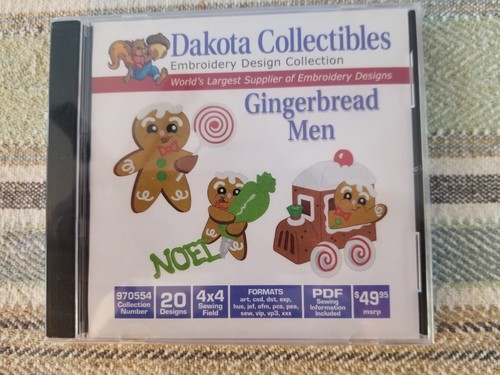 Dakota Collectibles Embroidery Machine Design CD - Gingerbread Men 970554 Sealed - Picture 1 of 2