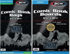 100  BCW  2-Mil Current Resealable Poly Comic Bags & Current Boards 6 3/4 Combo