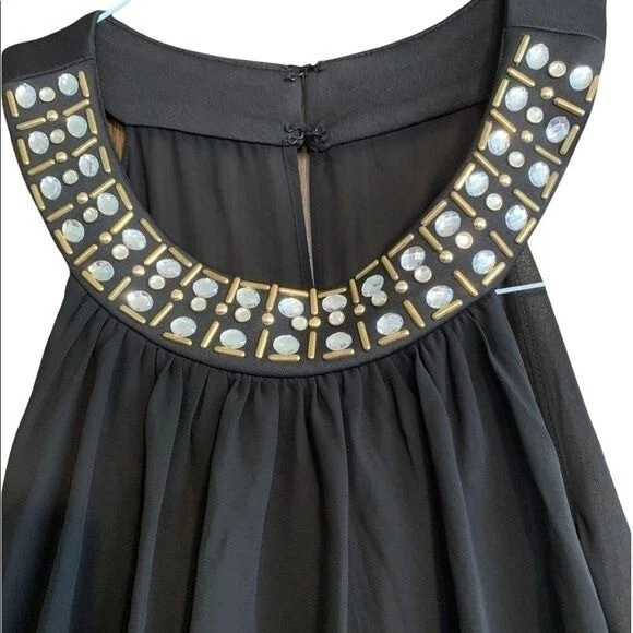 VETEMENTS Abito donna Thalia Sodi piccolo nero bianco e blu. Scollo Impero.