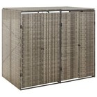 NNEVL Double Wheelie Bin Shed Grey 140x80x117 cm Poly Rattan
