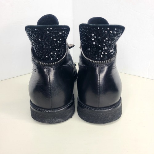 Botines Nursace para mujer de cuero negro sin cordones con estrás talla EU 37 - Imagen 6 de 8
