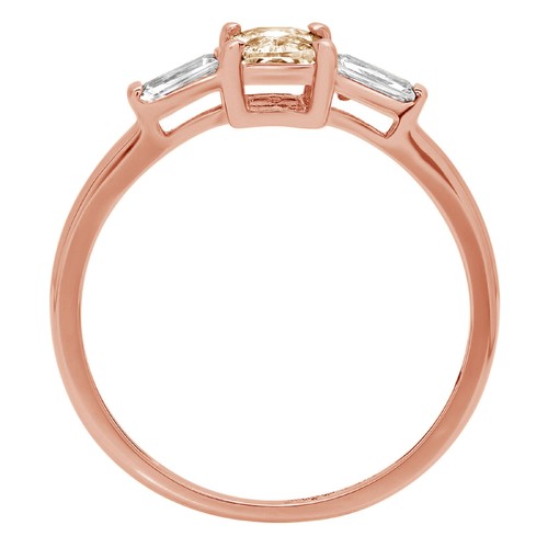 14K Rose Gold Three-Stone Engagement Ring for Women, 0.8 ctw Natural Morganite - Picture 9 of 11