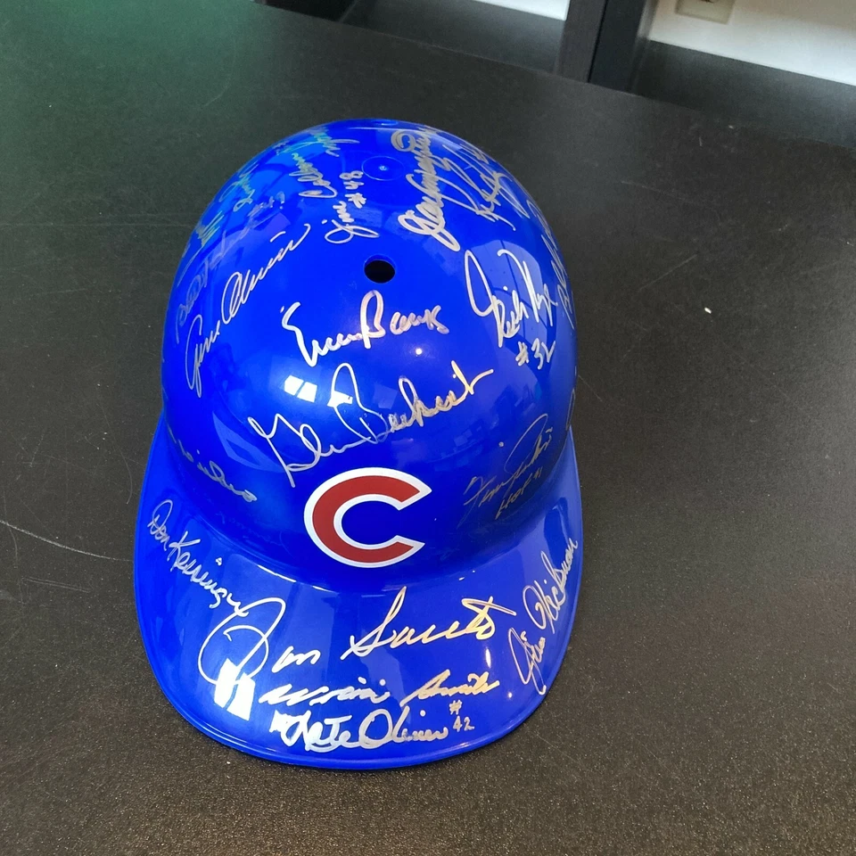 Rare 1969 Chicago Cubs Team Signed Helmet 30 Sigs With Ernie Banks JSA COA - Image 3 of 4