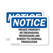  2 Pack Private Property No Trespassing Trespassers OSHA Notice Sign Decal