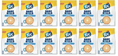 12x Tuc Bake Rolls Original Dünne Knusprige Brotchips mit Salzkristallen 150g
