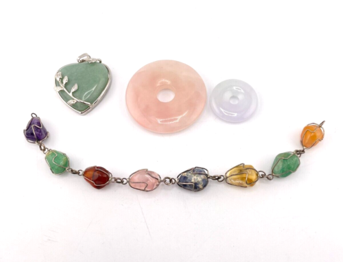 Bracelet Wrap Wire Gemstones + Jadeite Gemstones Garnet-Ameth-citrine- Stones