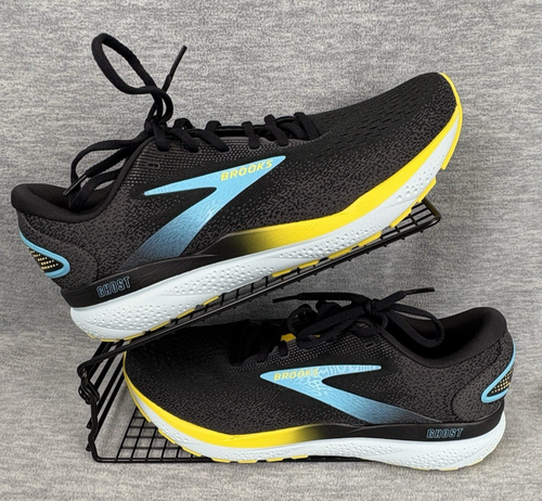 Brooks Ghost 16 Running Sneakers Mens 12 Black Blue Trainers Cushioning - Picture 3 of 13