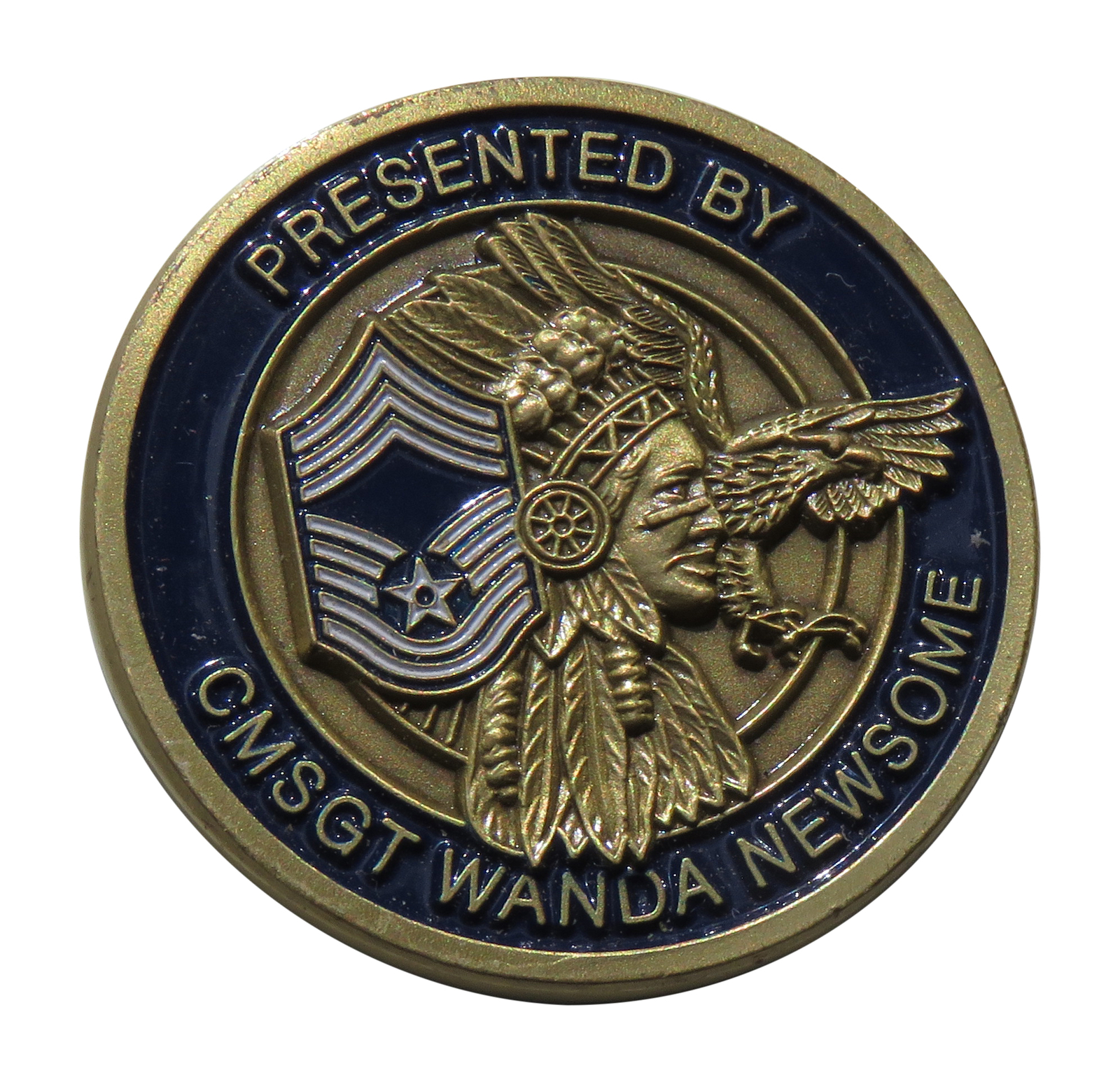 US Air Force CMSGT Wanda Newsome, Indian Challenge Coin