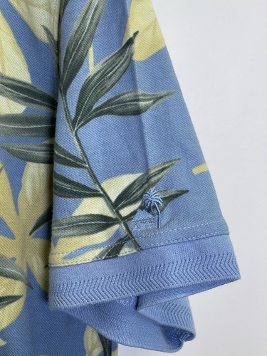 NEW Caribbean Joe Hawaiian Polo Shirt Print Cotton Men's Sz L Blue Floral Beach - Picture 4 of 6