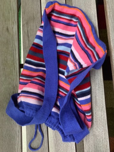 3 piece set Girls’ Blue & Pink striped Cap, Scarf and bag - Picture 2 of 4