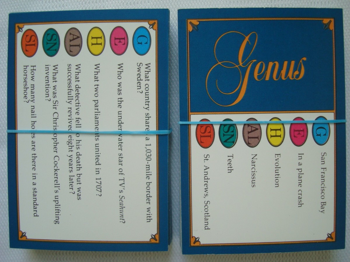 Trivial Pursuit Genus Edition 100 Cards 600 Questions