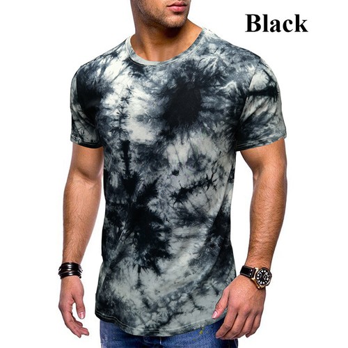 Men Hip Hop Tie Dye T-shirt Striped Loose Tee Short Sleeve Tops Streetwear Basic - Bild 6 von 18