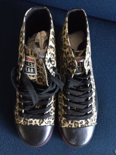 Vision Street Wear Vintage Canvas Leopard Cheetah Mens SZ 10 Skate Shoes Hi Tops - Picture 3 of 6