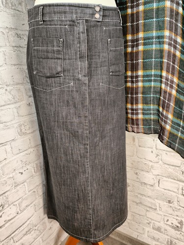 Set Damen Herbst Midi Jeans Rock Kurzarm Rolli Erdfarben Blumen Tuch Tartan - Picture 4 of 13