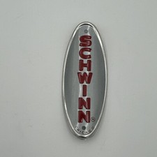 Genuine Schwinn Bicycle Head Badge Name Plate GRAY w/ Red MADE USA NEW NOS
