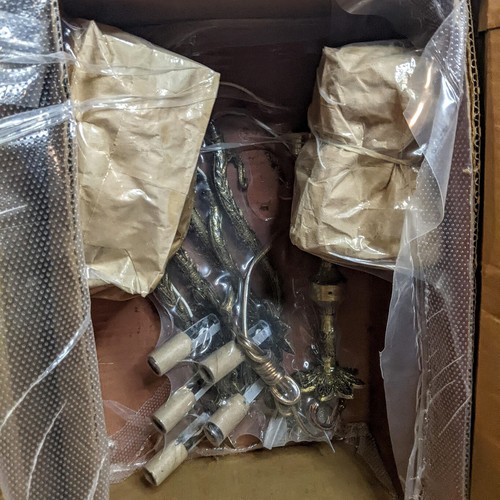 Vintage 1960er Hollywood Regency Messing & Kristall Kronleuchter - Neu in Box! - Bild 9 von 9