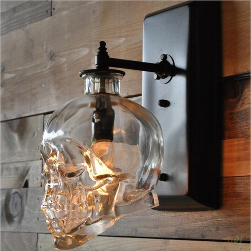 Retro Glass Skull Wall Lamps Loft Corridor LED Wall Lights Bar Club Lighting - Picture 3 of 7