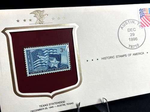 Texas Statehood Historic Stamps Dec. 29, 1945 Postmark Austin 12/29/1996 MH - Picture 2 of 5
