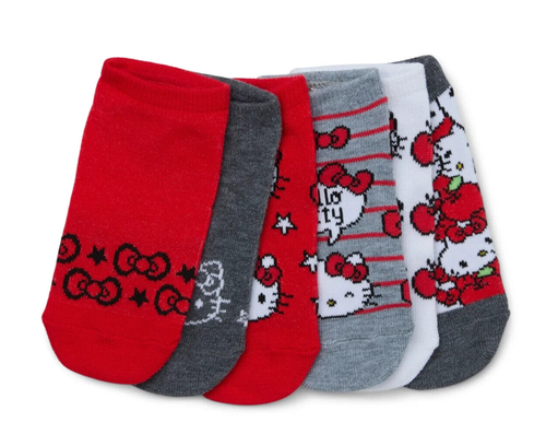 Hello Kitty Sanrio 6 Pair Pack No-Show Socks Toddler Girls Shoe Size 6-10 1/2 - Picture 2 of 6