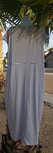 Shein Curve Women's Wrap Dress White Blue Stripes Long Size 3XL - Picture 6 of 12