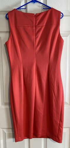 Calvin Klein Dress Sz 14 Coral Peach, Starburst Sheath Sleeveless - Picture 6 of 9