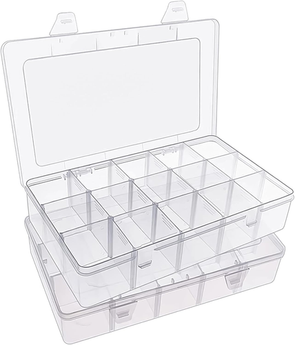 SGHUO Pack de 2 Organizador de Cuentas 15 Pájaros, Caja Organizadora Grande de Plástico Transparente con Ajustable - Imagen 1 de 12