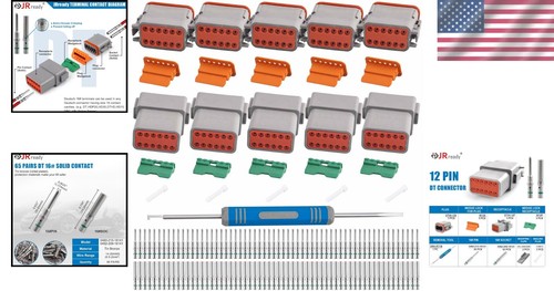 Durable 12 Pin Deutsch Connector Kit with 65 Pairs Contacts & Mounting Clips - Picture 2 of 11