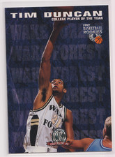 1997-98 Scoreboard TIM DUNCAN #72 Rookie RC Checklist College Player of the Year
