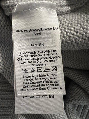 Maglione DKNY donna XL grigio manica lunga orlo spacco logo grafica girocollo caldo nuovo con etichette - Foto 14 di 16