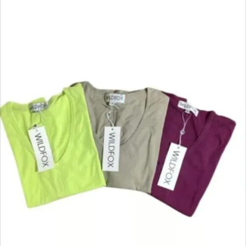 Lot of 3--WILDFOX Crissy V-Neck T-shirts w Distressed Edges Size M